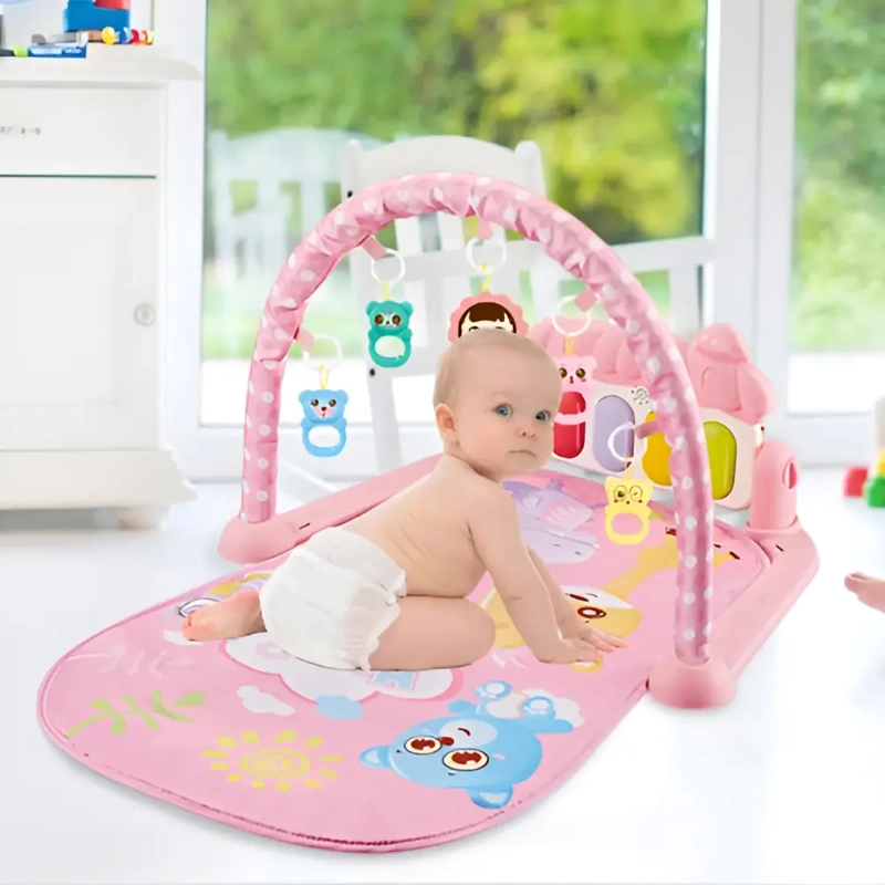 ALFOMBRA MUSICAL CON PIANO SET ESTIMULACION PARA BEBE ROSA - 3