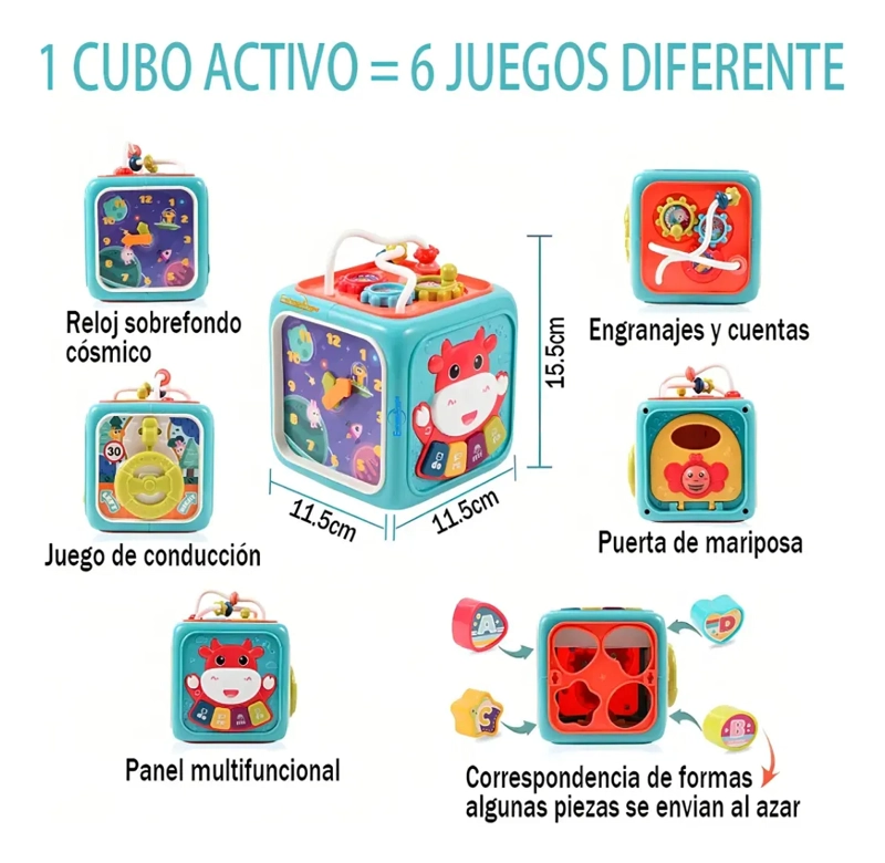 CUBO MULTIACTIVIDADES PARA BEBE S CON LUZ Y SONIDO EDUCATIVO - 2