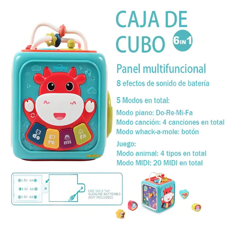 CUBO MULTIACTIVIDADES PARA BEBE S CON LUZ Y SONIDO EDUCATIVO - 3