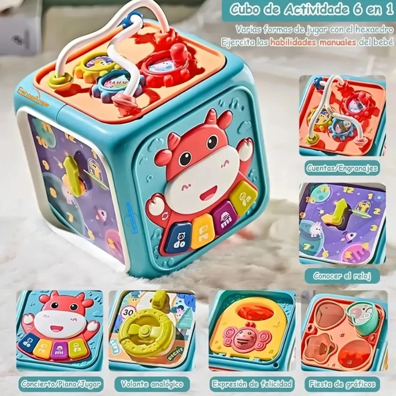 CUBO MULTIACTIVIDADES PARA BEBE S CON LUZ Y SONIDO EDUCATIVO - 6