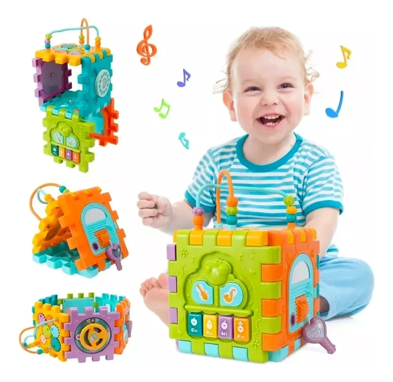 JUGUETE CUBO DIDACTICO EDUCATIVO MUSICAL JUEGO BEBE  INFANTIL - 1