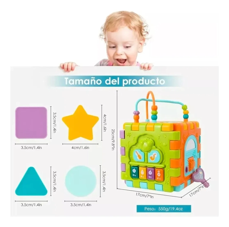 JUGUETE CUBO DIDACTICO EDUCATIVO MUSICAL JUEGO BEBE  INFANTIL - 2