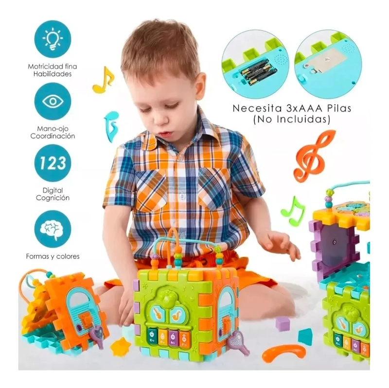 JUGUETE CUBO DIDACTICO EDUCATIVO MUSICAL JUEGO BEBE  INFANTIL - 4