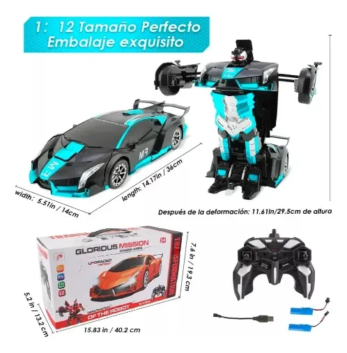 AUTO CARRO CONTROL REMOTO RECARGABLE TRANSFORMERS ROBOT - 2