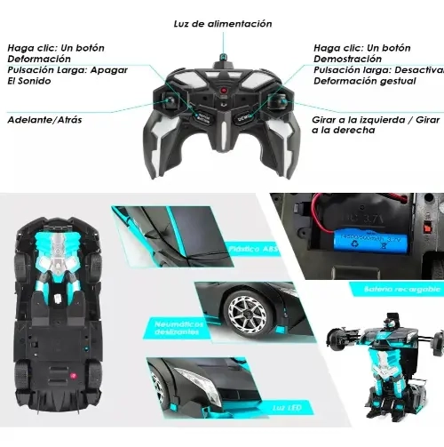 AUTO CARRO CONTROL REMOTO RECARGABLE TRANSFORMERS ROBOT - 3