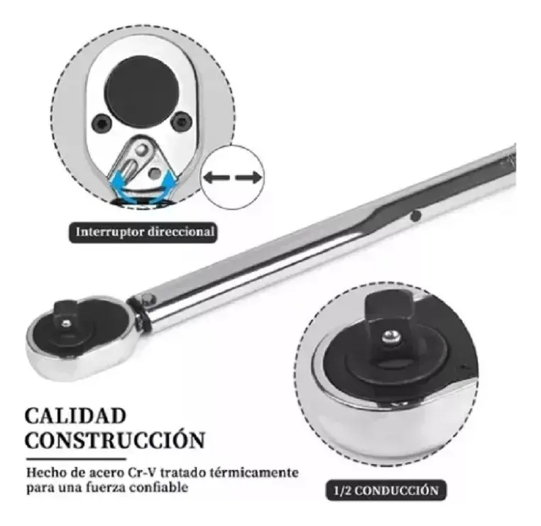 LLAVE DE TORQUE TORQUIMETRO DE MEDIA 10-150 LBS PROFESIONAL - 4