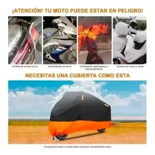 FUNDA IMPERMEABLE 100% PROTECTOR CUBRE MOTOS BICICLETAS XL - 2