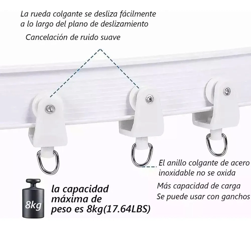 5M RIEL DE CORTINA VENTANAS DE TECHO FLEXIBLE,MONTAJE CURVO - 4