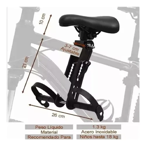 SILLA DE NIÑO CON MANILLAR PARA BICICLETAS Y MTBIKE - 2