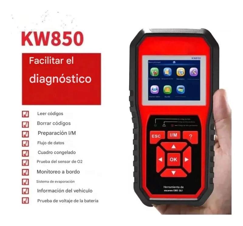 ESCANER AUTOMOTRIZ KONNWEI KW850 OBD2 EOBD MULTI MARCAS - 5