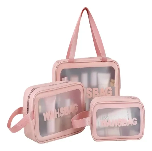 SET 3 ORGANIZADOR BOLSA DE MAQUILLAJE IMPERMEABLE VIAJE - 1