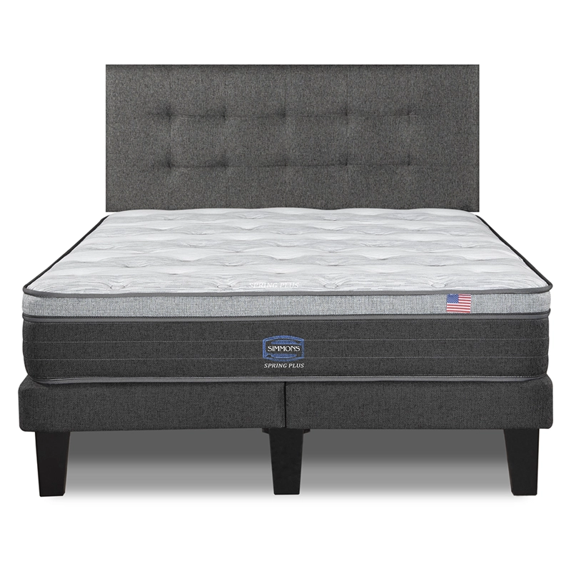 CAMA EUROPEA SIMMONS SPRING PLUS 2 PL BOX RESPALDO URBAN GRIS - 5