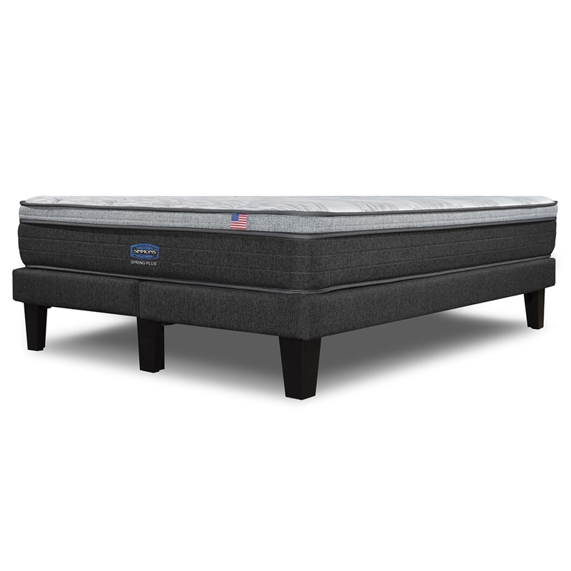 CAMA EUROPEA SIMMONS SPRING PLUS 2 PL BOX RESPALDO PRAGA GRIS - 4