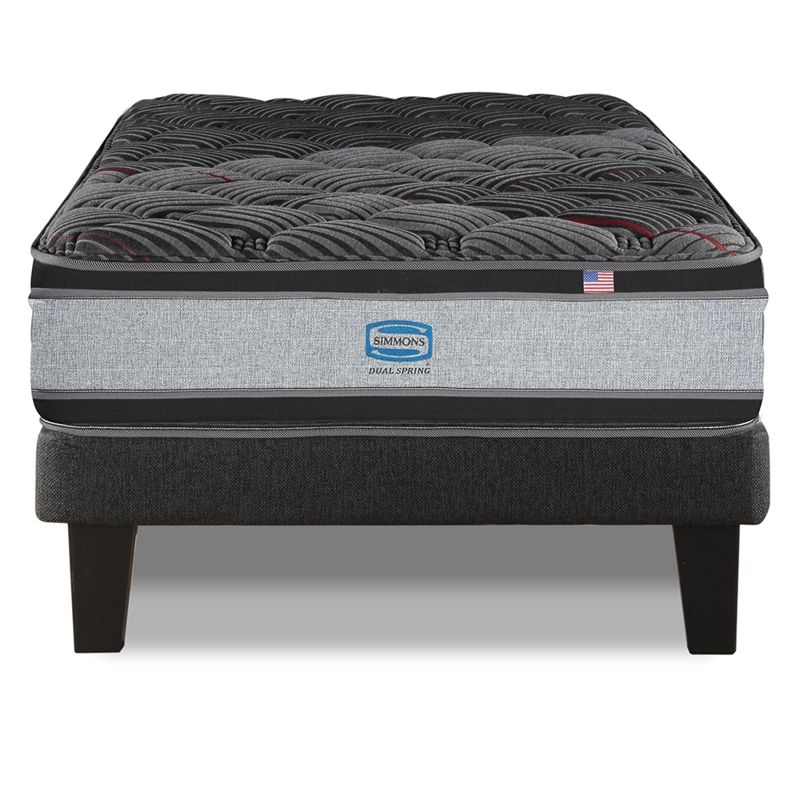 CAMA EUROPEA SIMMONS DUAL SPRING 1,5PL BOX RESPALDO PRAGA PLATA - 2