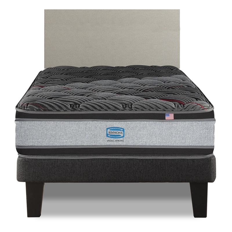 CAMA EUROPEA SIMMONS DUAL SPRING 1,5PL BOX RESPALDO PRAGA ARENA - 1