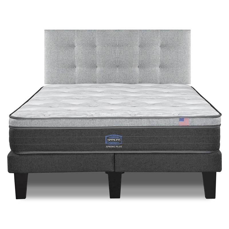 CAMA EUROPEA SIMMONS SPRING PLUS 2 PL BOX RESPALDO URBAN PLATA - 1