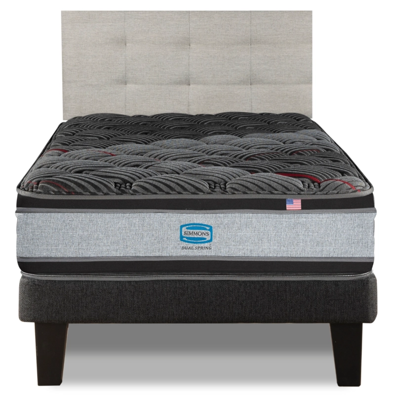 CAMA EUROPEA SIMMONS DUAL SPRING 1,5PL BOX RESPALDO URBAN ARENA - 1