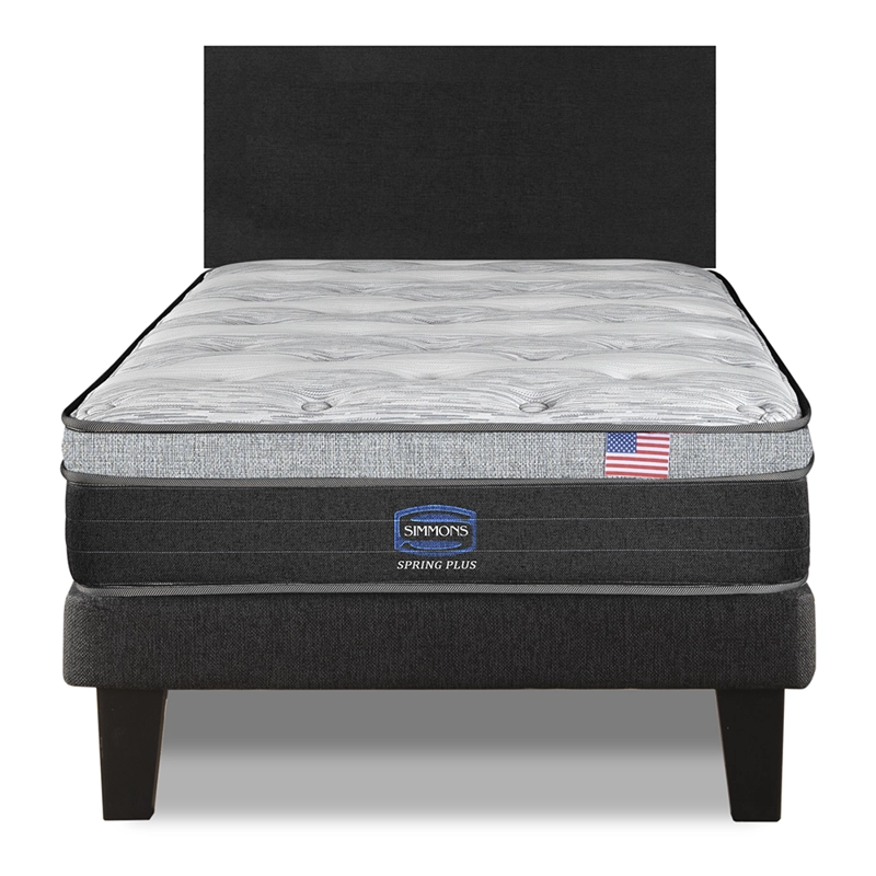 CAMA EUROPEA SIMMONS SPRING PLUS 1,5PL BOX RESPALDO PRAGA MARENGO - 1