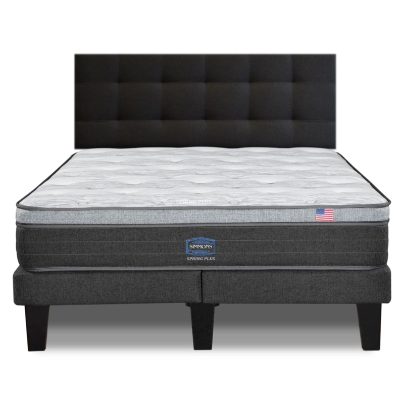 CAMA EUROPEA SIMMONS SPRING PLUS 2 PL BOX RESPALDO URBAN MARENGO - 1