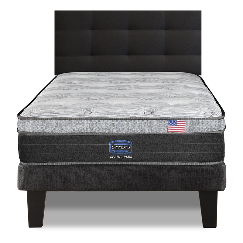 CAMA EUROPEA SIMMONS SPRING PLUS 1,5PL BOX RESPALDO URBAN MARENGO - 1