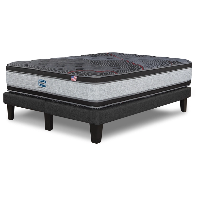 CAMA EUROPEA SIMMONS DUAL SPRING 2 PL BOX RESPALDO PRAGA PLATA - 3