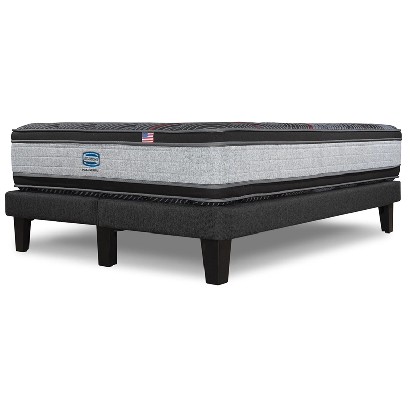 CAMA EUROPEA SIMMONS DUAL SPRING 2 PL BOX RESPALDO PRAGA PLATA - 6