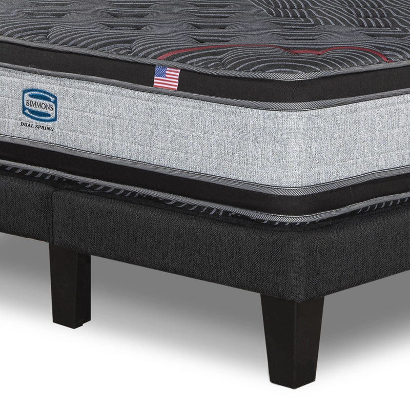 CAMA EUROPEA SIMMONS DUAL SPRING 2 PL BOX RESPALDO PRAGA GRIS - 6