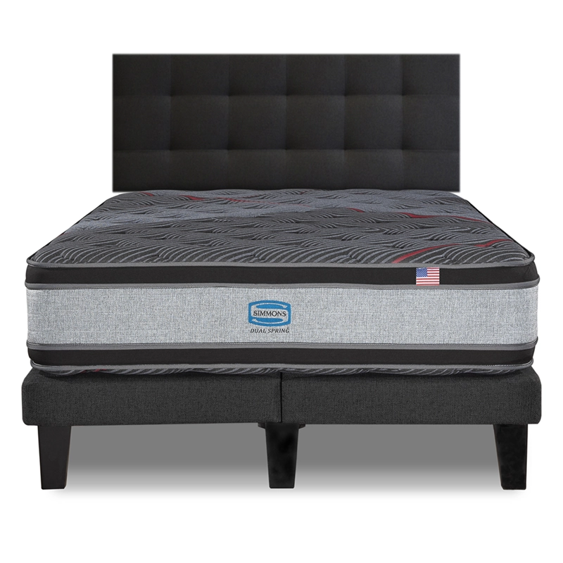 CAMA EUROPEA SIMMONS DUAL SPRING 2 PL BOX RESPALDO URBAN MARENGO - 1