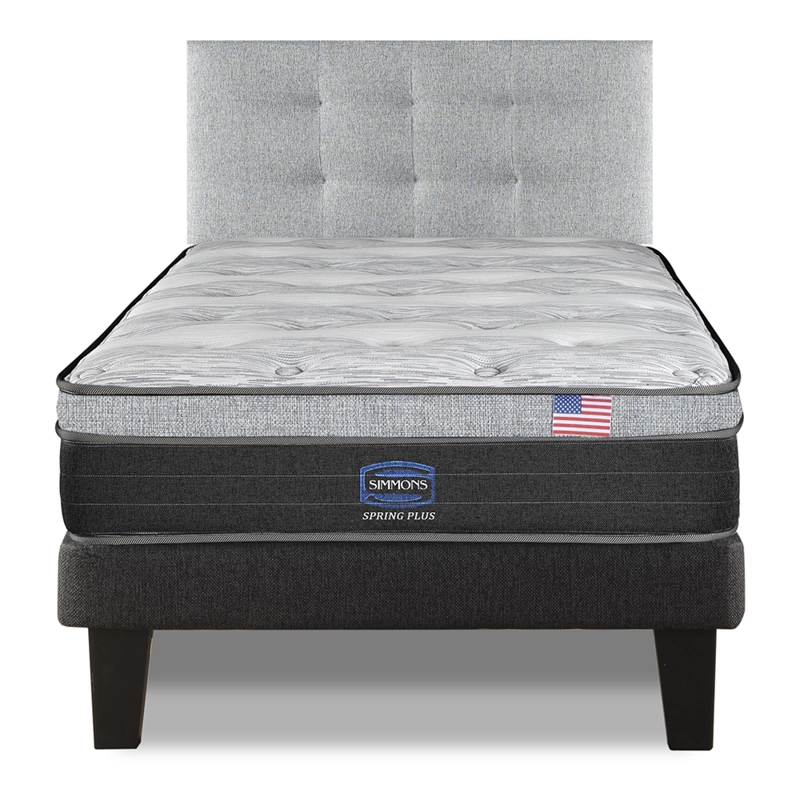 CAMA EUROPEA SIMMONS SPRING PLUS 1,5PL BOX RESPALDO URBAN PLATA - 1