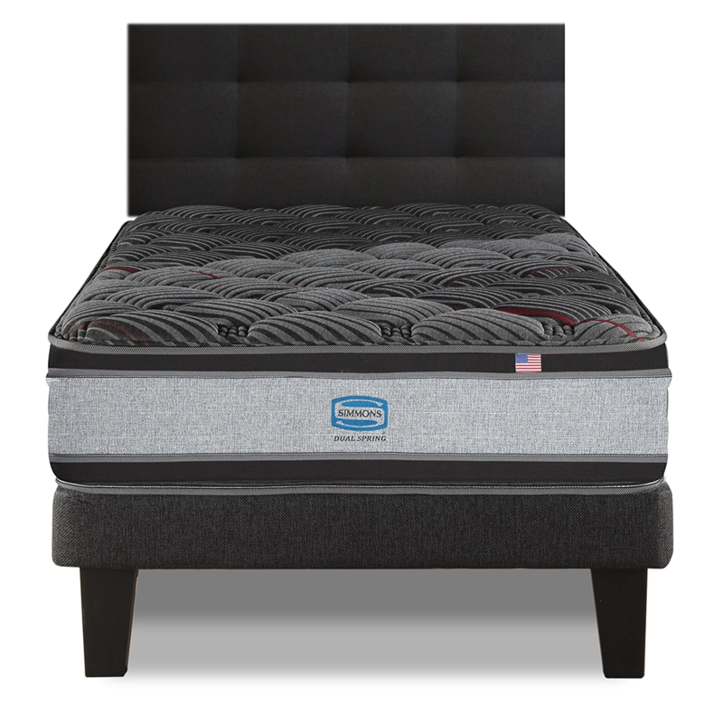 CAMA EUROPEA SIMMONS DUAL SPRING 1,5PL BOX RESPALDO URBAN MARENGO - 1