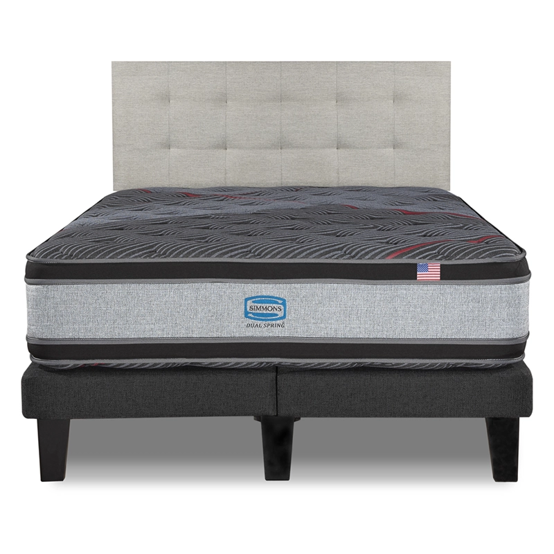 CAMA EUROPEA SIMMONS DUAL SPRING 2 PL BOX RESPALDO URBAN ARENA - 1