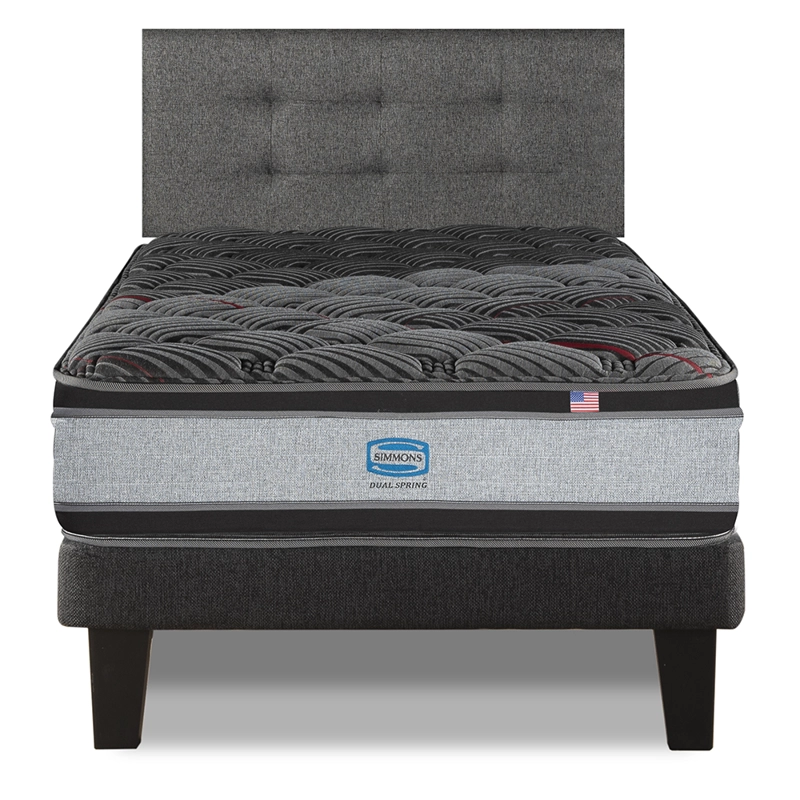 CAMA EUROPEA SIMMONS DUAL SPRING 1,5PL BOX RESPALDO URBAN GRIS - 1