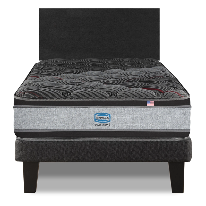 CAMA EUROPEA SIMMONS DUAL SPRING 1,5PL BOX RESPALDO PRAGA MARENGO - 1
