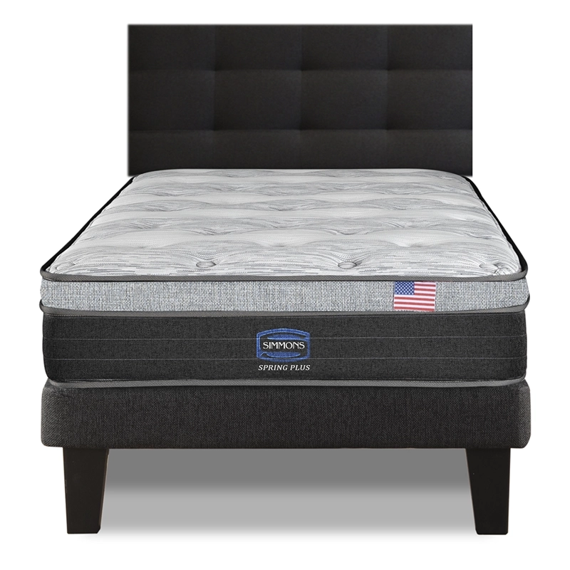 CAMA EUROPEA SIMMONS SPRING PLUS 1,5PL BOX RESPALDO URBAN MARENGO - 1