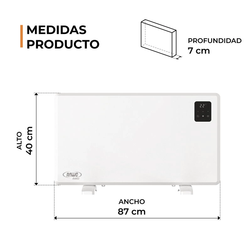ESTUFA ELE CTRICA ANWO PANEL CONVECTIVO LISO 1800W PROGRAMABLE CON WIFI - 5
