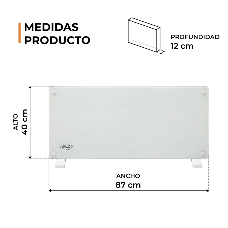 ESTUFA ELE CTRICA ANWO PANEL CONVECTIVO VIDRIO 2000W PROGRAMABLE CON WIFI - 5