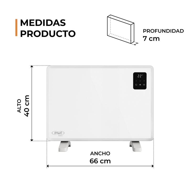 ESTUFA ELE CTRICA ANWO PANEL CONVECTIVO LISO 1200W PROGRAMABLE CON WIFI - 5