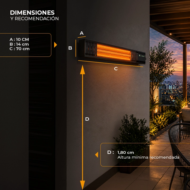 CALEFACTOR ELE CTRICO DE TERRAZA MURO ANWO 2000W CON WIFI MU20W - 5