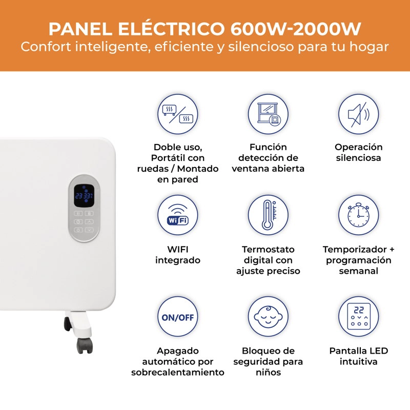 ESTUFA ELE CTRICA ANWO PANEL CONVECTIVO 2000W PROGRAMABLE CON WIFI - 2