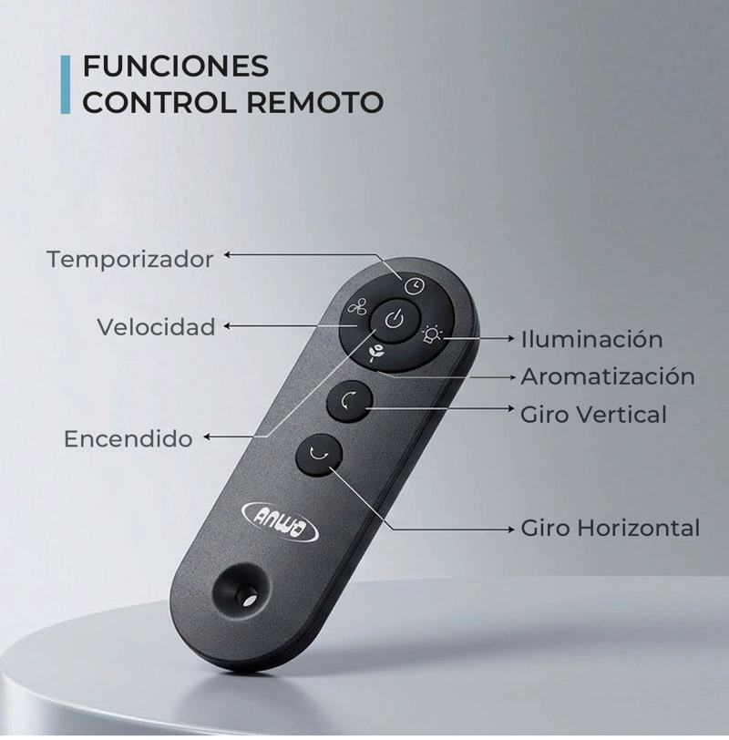 VENTILADOR PEDESTAL ANWO 3D FLOW BRIZO FX-DC18R OSCILACION 360°   - 7