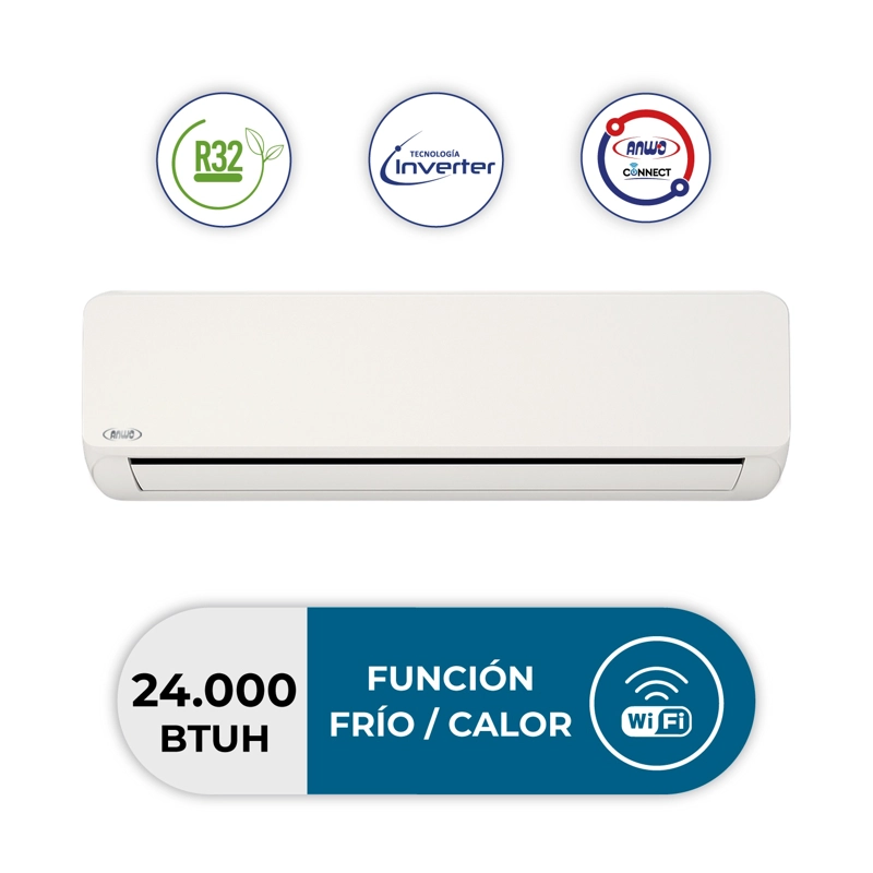 AIRE ACONDICIONADO SPLIT ANWO INVERTER ECOFLOW 24000BTU C/WF - 1