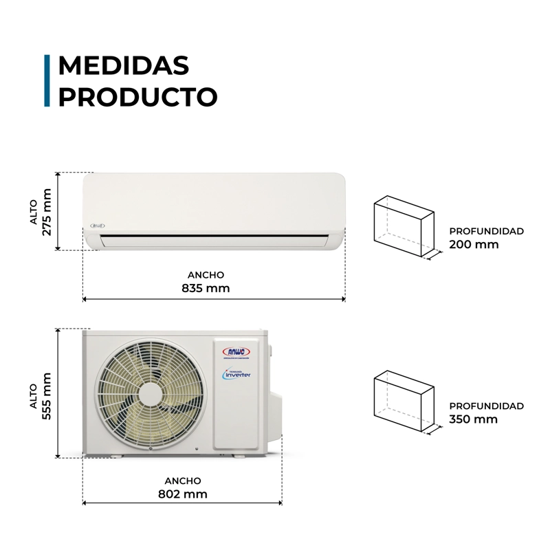 AIRE ACONDICIONADO SPLIT ANWO INVERTER ECOFLOW 18000BTU C/WF - 4