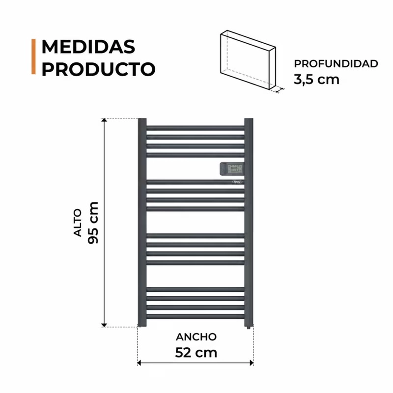 TOALLERO ELE CTRICO ANWO TUBULAR 500W GRIS PROGRAMABLE C/WIFI - 6