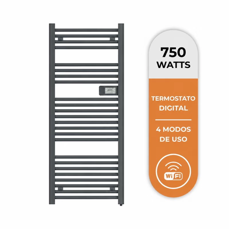 TOALLERO ELE CTRICO ANWO TUBULAR 750W GRIS PROGRAMABLE C/WIFI - 1