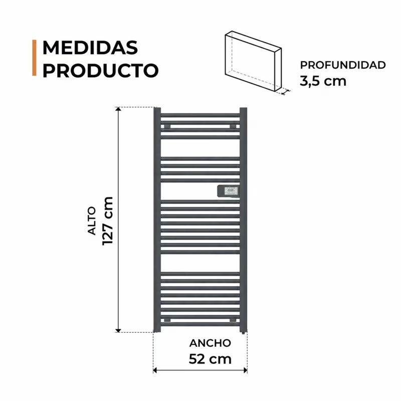 TOALLERO ELE CTRICO ANWO TUBULAR 750W GRIS PROGRAMABLE C/WIFI - 3