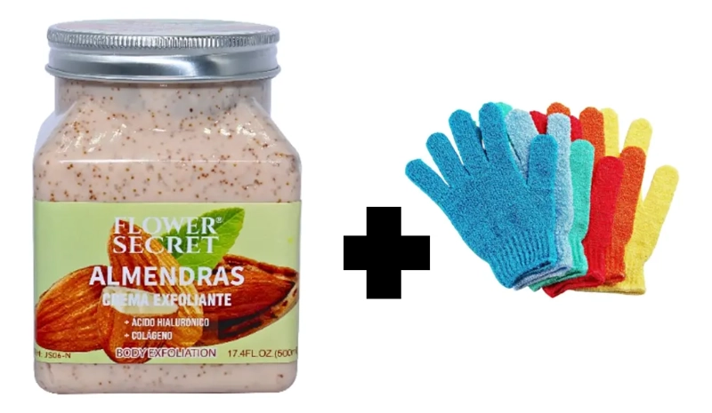 EXFOLIANTE CORPORAL Y FACIAL ALMENDRA 500 GRS + GUANTE MASAJEADOR - 1