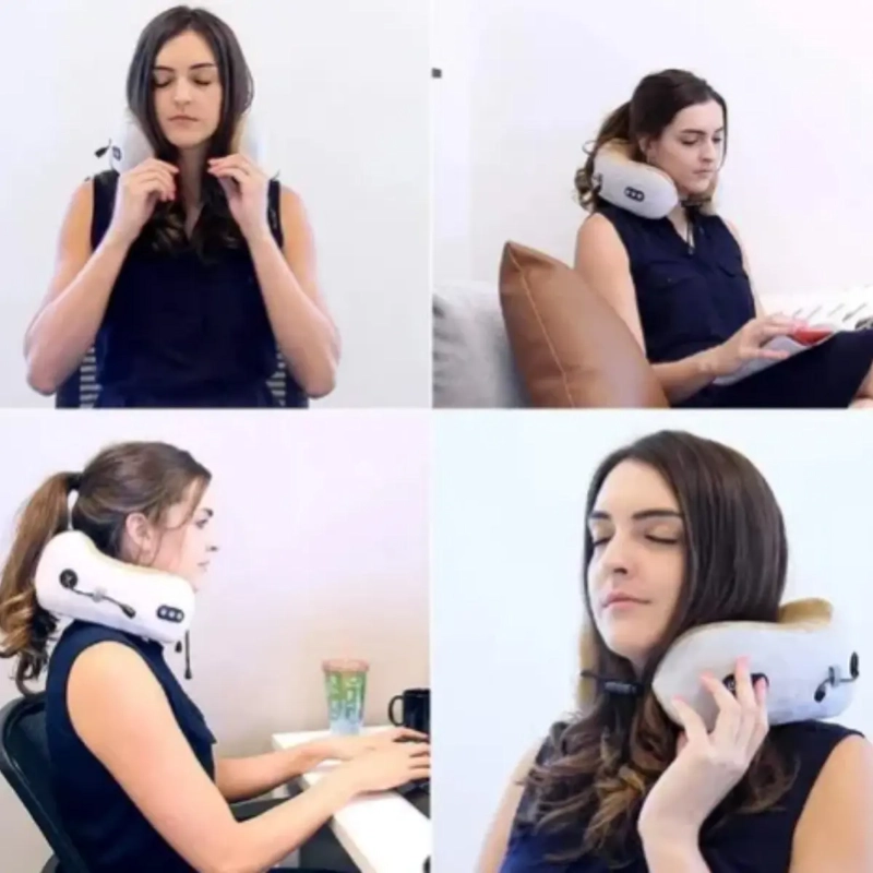 ALMOHADA COJIN MASAJEADOR CUELLO CERVICAL PORTATIL RELAJANTE - 4