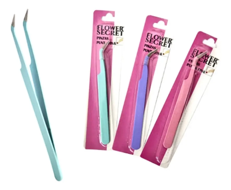 SET PINZA CURVA + PINZA RECTA EXTENSIONES DE PESTAÑAS COLORES - 2