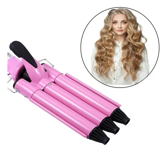 GENÉRICO RIZADORA PLANCHA ONDULADORA DE CABELLO ELECTRICA DE 3 TUBOS