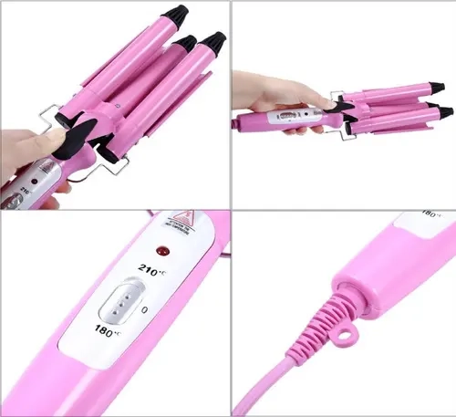 RIZADORA PLANCHA ONDULADORA DE CABELLO ELECTRICA DE 3 TUBOS - 6